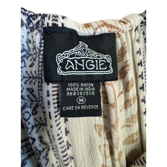 "ANGIE" Maxi Sundress SZ M Babydoll Summer Boho Layered Hippie Criss Cross Rayon - Picture 10 of 12